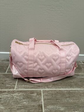STONEY CLOVER LANE TARGET SCL PINK STITCHED PUFF HEART DUFFLE TRAVEL BAG